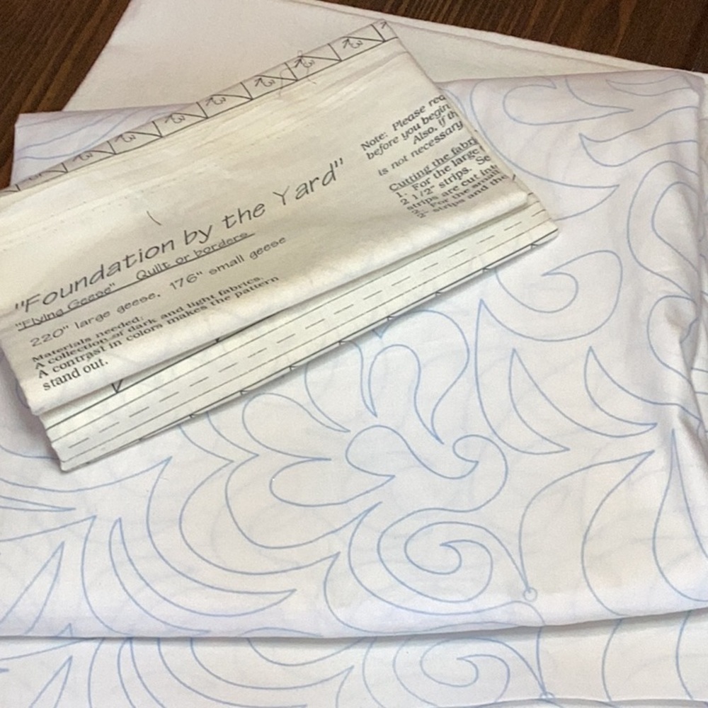 FINAL SALE PRICE White Scroll & Quilt Making Fabric Lot